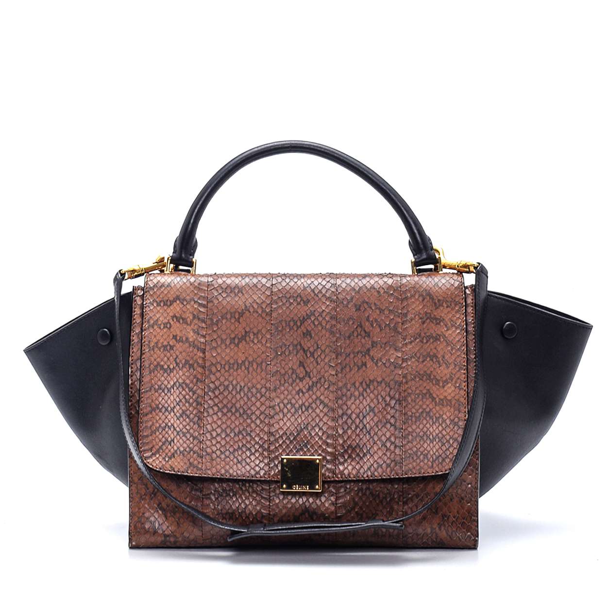 Celine - Black & Brown Leather Medium Trapeze Bag